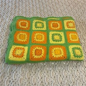 vintage crochet grandma squares blanket.